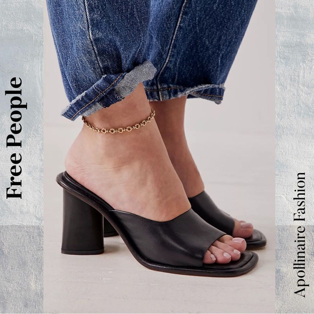 Free People Mandi Mule Heel Sandals in Black Size 40 EU 10 USA New